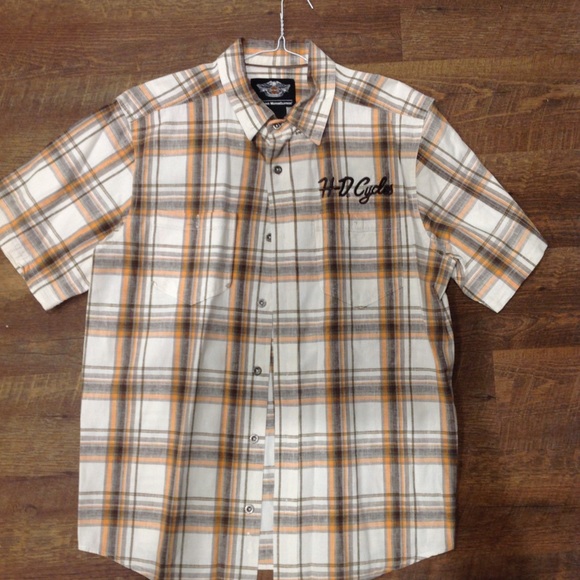 Harley Davidson plaid button down shirt - Picture 1 of 3